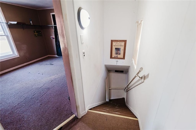 929 N 7th St, Atchison, KS 66002 - stairway with carpet flooring and baseboards