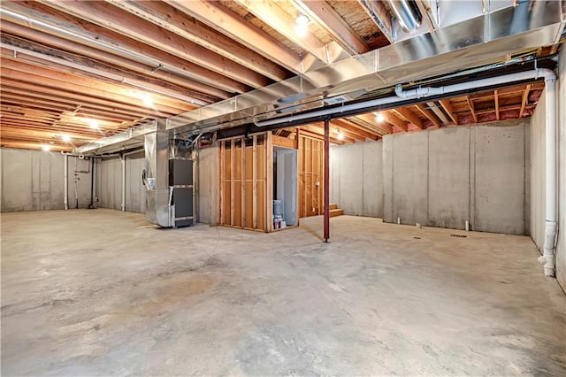 unfinished below grade area with heating unit