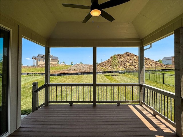 22070 W 100th Ter, Lenexa, KS 66220 - wooden terrace featuring a ceiling fan