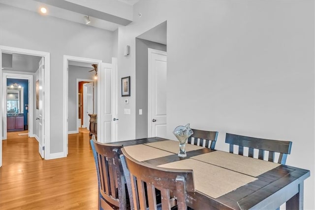 dining room with wood-type flooring