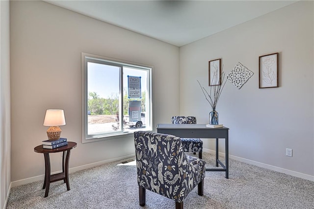 view of carpeted home office