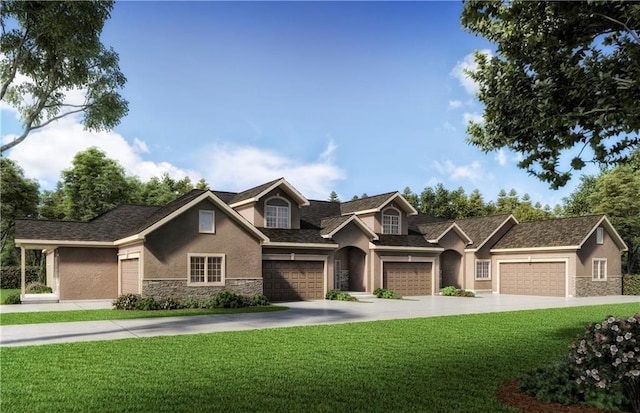 17386 S Raintree Dr Bldg I Unit 35, Olathe, KS 66062 - view of front facade featuring stucco siding, stone siding, and a front yard
