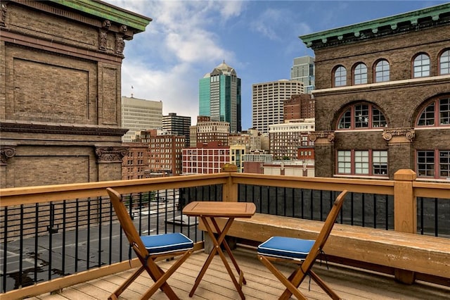 balcony with a city view