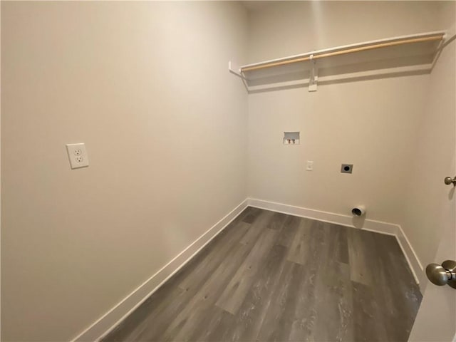 laundry area featuring washer hookup, dark hardwood / wood-style floors, and electric dryer hookup