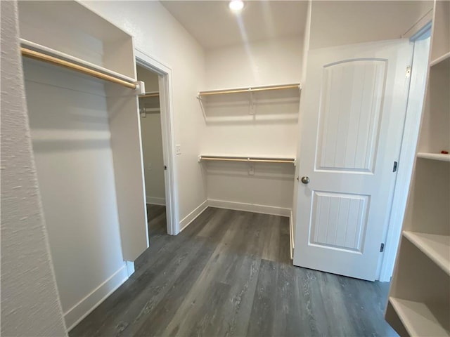 walk in closet featuring dark hardwood / wood-style floors