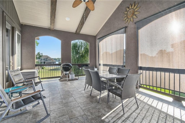 view of patio / terrace featuring ceiling fan