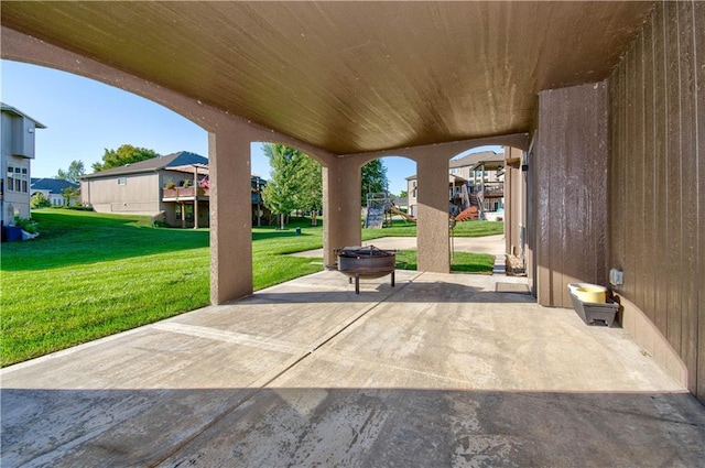 4500 SW Aft Dr, Lees Summit, MO 64082 - view of patio / terrace featuring a residential view and an outdoor fire pit