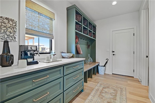 mudroom featuring light hardwood / wood-style floors