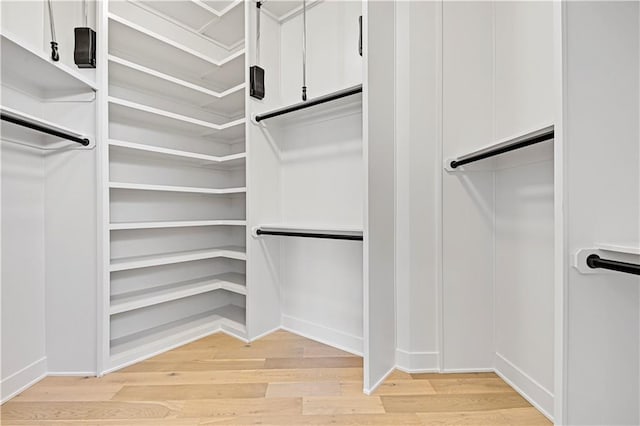 spacious closet featuring light wood-type flooring