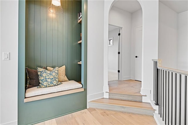 mudroom with hardwood / wood-style floors