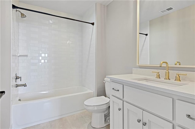 17004 Parkhill St, Overland Park, KS 66221 - full bathroom featuring vanity, toilet, bathing tub / shower combination, and tile patterned flooring