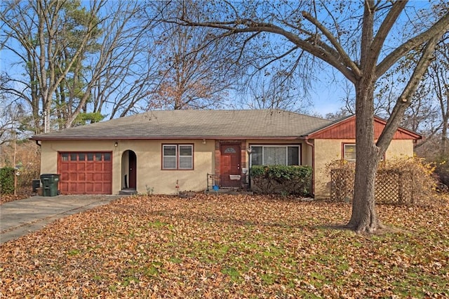 single story home with a garage