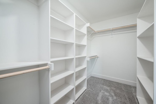 spacious closet with dark carpet