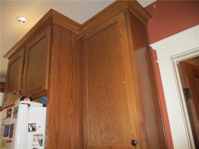 interior details with white refrigerator