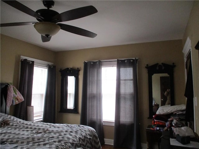 bedroom featuring ceiling fan