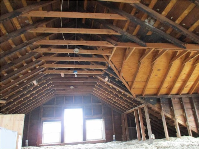 view of unfinished attic