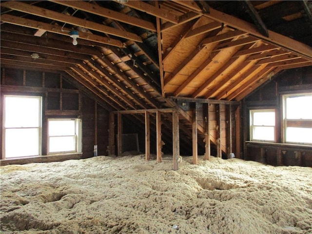 view of unfinished attic