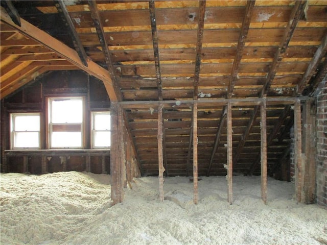 view of unfinished attic