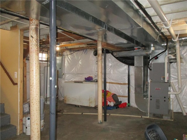 unfinished below grade area with heating unit