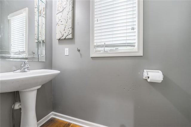 bathroom featuring hardwood / wood-style floors