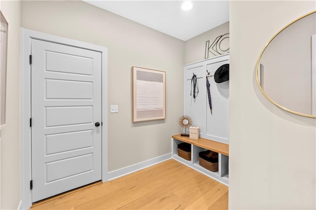 7016 N Polk Ave, Kansas City, MO 64151 - mudroom with light wood-type flooring, baseboards, and recessed lighting