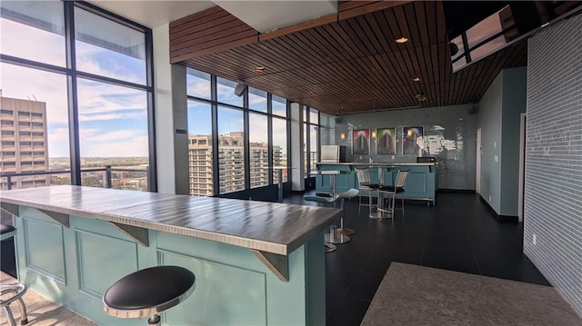 kitchen with expansive windows and a wealth of natural light