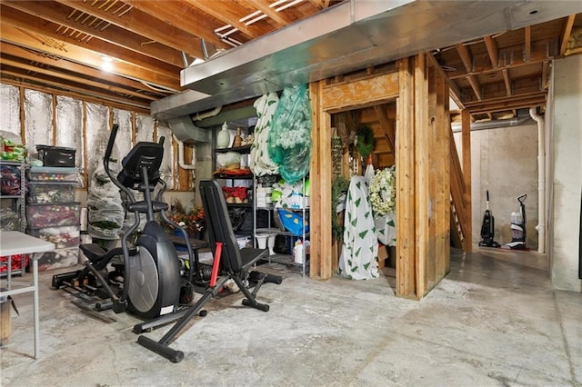 workout area with concrete floors