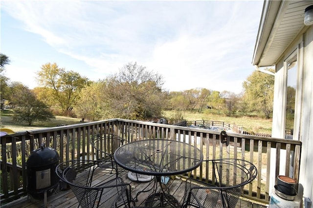 wooden balcony with a wooden deck