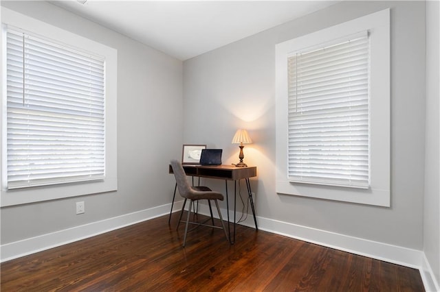 office featuring dark hardwood / wood-style flooring