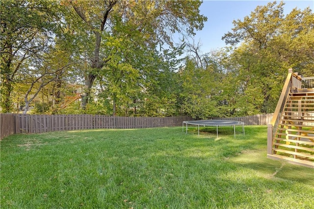 view of yard with a trampoline