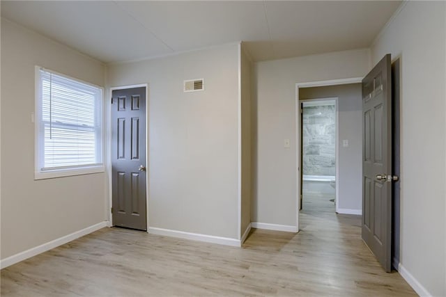 interior space with light hardwood / wood-style floors