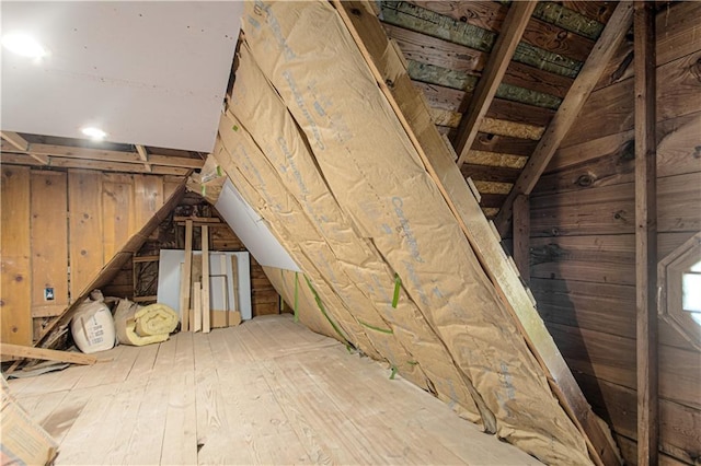 view of unfinished attic