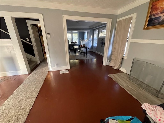 corridor with ornamental molding