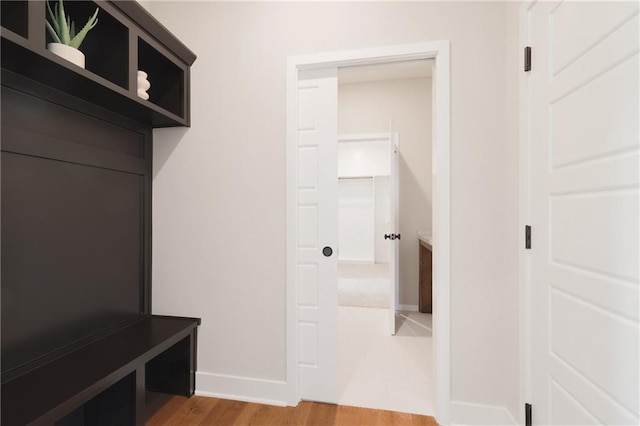 mudroom featuring light hardwood / wood-style flooring