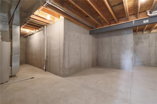 basement with water heater