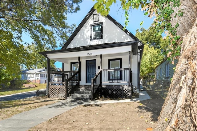 view of front facade featuring covered porch