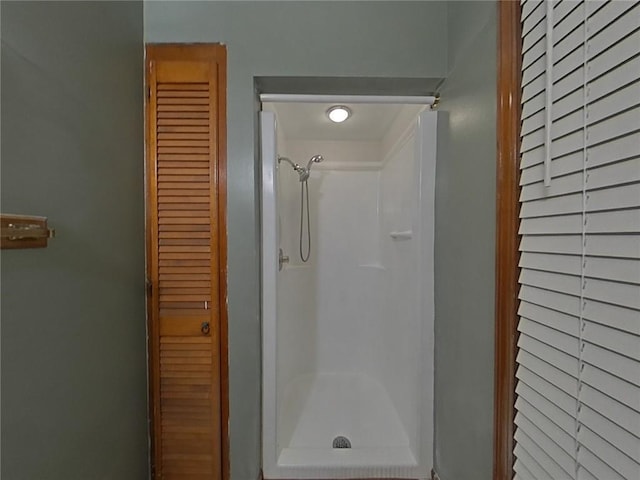 bathroom with a shower stall