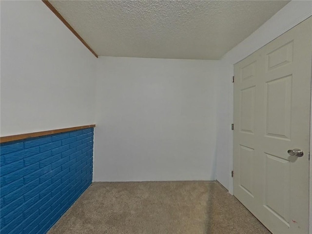 spare room with a textured ceiling and carpet flooring