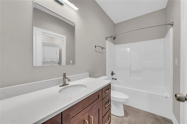 full bathroom with vanity, tile patterned flooring, shower / washtub combination, and toilet