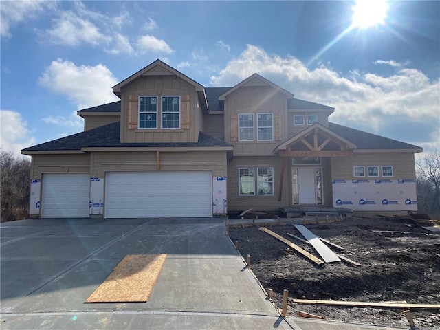 view of front of house with a garage