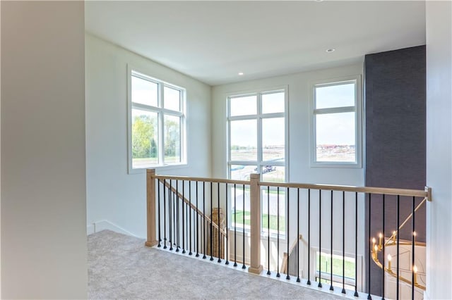 2860 W 133rd Ter, Leawood, KS 66209 - hallway featuring recessed lighting, carpet floors, and an upstairs landing