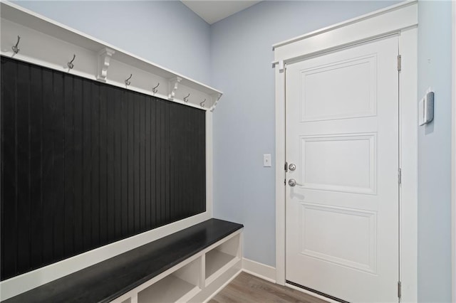 mudroom featuring hardwood / wood-style floors