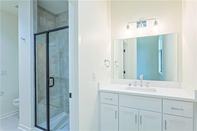 2852 W 133rd Ter, Leawood, KS 66209 - full bath featuring a shower stall, vanity, toilet, and baseboards
