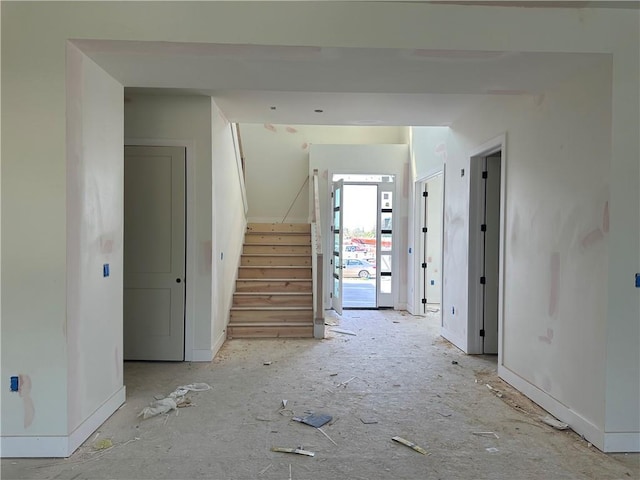 2852 W 133rd Ter, Leawood, KS 66209 - hall with stairway and baseboards