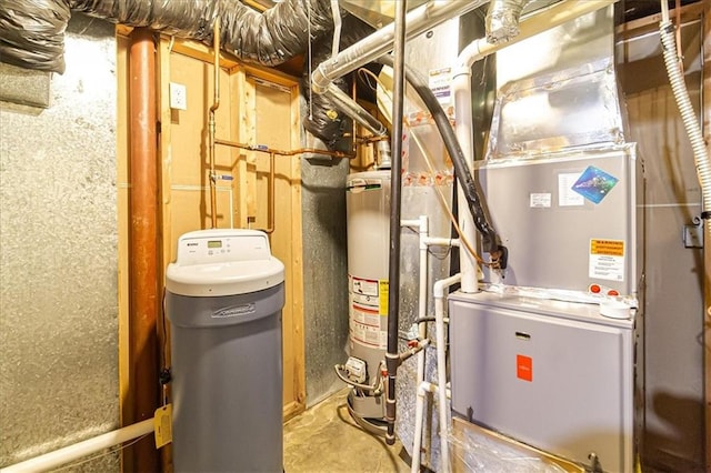 utilities with gas water heater and heating unit