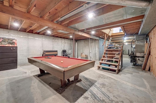 recreation room featuring concrete floors and billiards