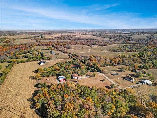 bird's eye view featuring a rural view