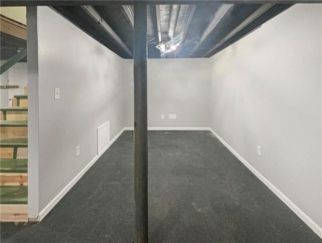 basement featuring carpet floors