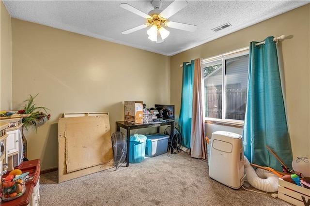 interior space featuring ceiling fan