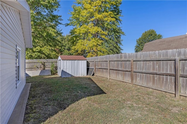 view of yard with a storage unit